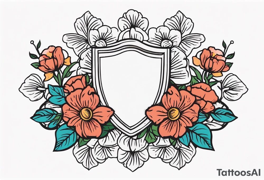 shield

old school vintage simple traditional design with vintage flowers surrounding
bold color simple tattoo idea