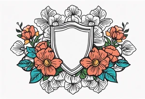 shield

old school vintage simple traditional design with vintage flowers surrounding
bold color simple tattoo idea
