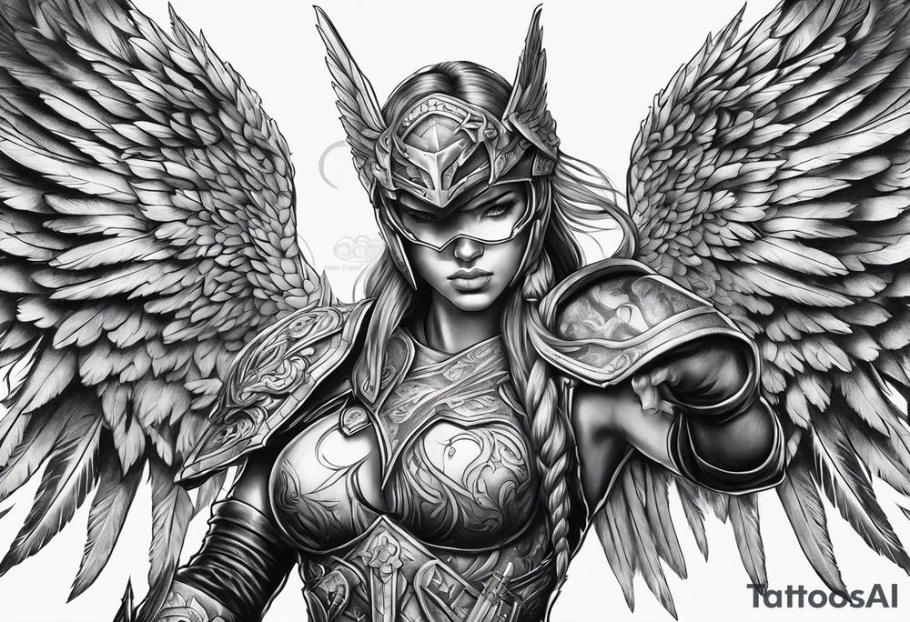 Arch angel hood fighting tattoo idea