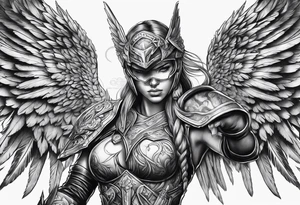 Arch angel hood fighting tattoo idea
