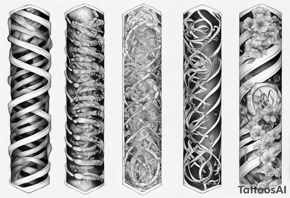 full arm tattoo for man with dna strands tattoo idea