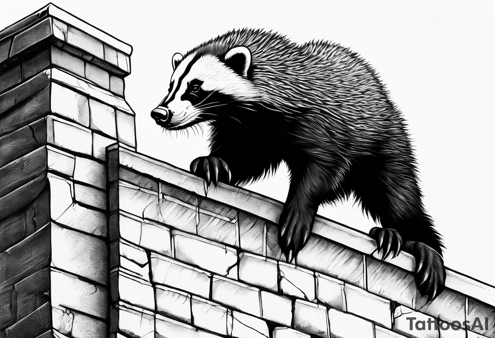 honey badger climbing over 
wall, claws tattoo idea