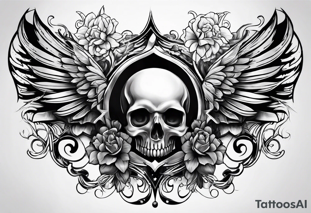 Cancer ribbon chest tattoo tattoo idea