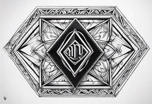 Diamond Symbol with name Aarna and Ranu tattoo idea