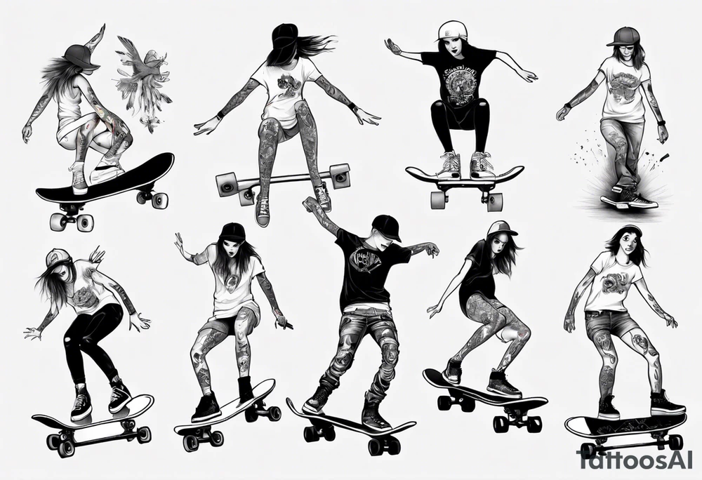 skater girl tattoo idea