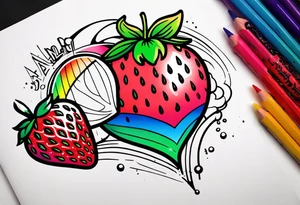 Graffiti Rainbow Strawberry tattoo idea