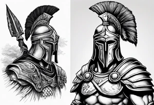 Biblical spartan with cross in armor tattoo idea