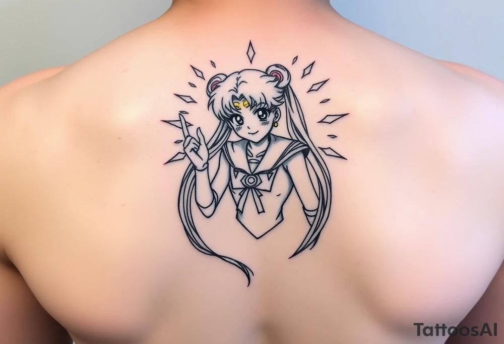 legendary sailor moon with energy aura and power effects tattoo idea