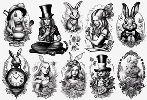 Alice in wonderland characters tattoo idea