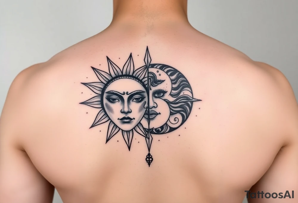 sunface (sunsign in aquarius) & moonface (moonsign in pisces) astrology / japanese inspired tattoo idea