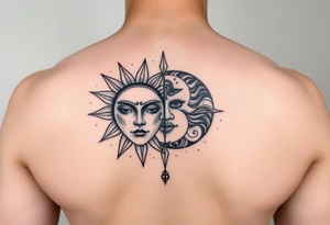 sunface (sunsign in aquarius) & moonface (moonsign in pisces) astrology / japanese inspired tattoo idea
