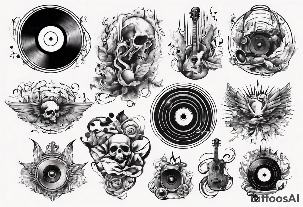 sound music vinyl tattoo idea
