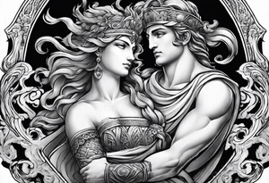full left arm sleeve with greek mythology for men tattoo idea