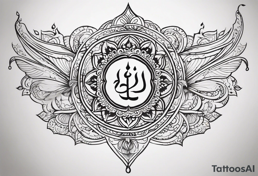 Tattoo ਨਿਰਭਉ ਨਿਰਵੈਰ written in Gurmukhi written text. Add fire and heart to symbolize strength and love tattoo idea