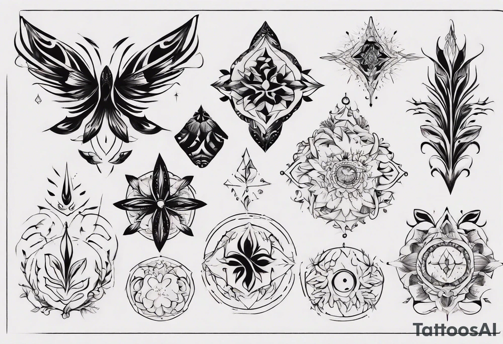 Minimalist Ornemental delicate tattoo idea