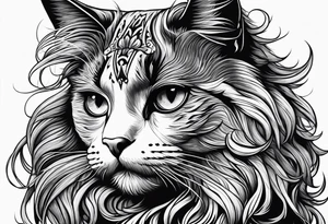 Long hair cat, regal, face tattoo idea