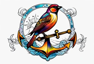 Anchor cross sparrow tattoo idea
