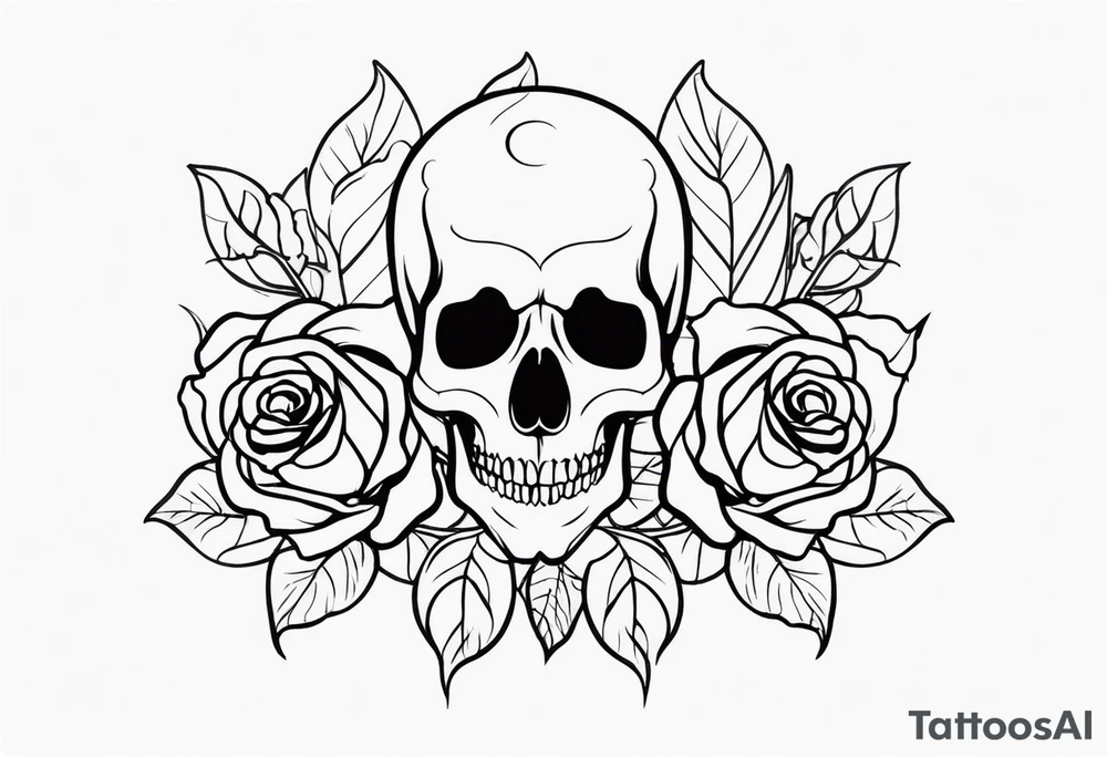 skull and roses tattoo idea