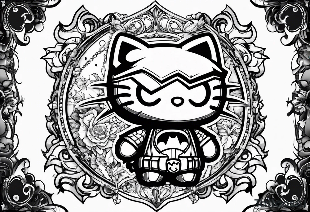 Hello kitty and batman tattoo idea