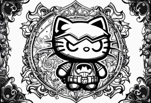 Hello kitty and batman tattoo idea