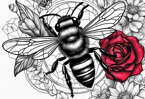 A forearm tattoo of a ruby gemstone and a honey bee tattoo idea