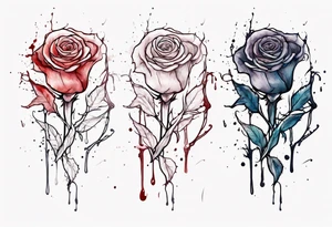 rose flower, one line, blood dripping from the flower, tall tattoo idea
