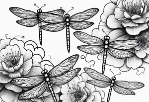 4 dragonflies flying together tattoo idea