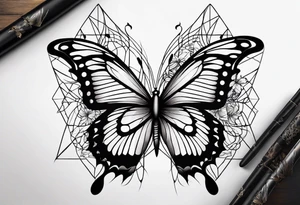 Butterfly on indra’s net background tattoo idea