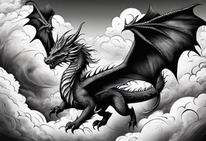 Dragon soaring through clouds tattoo idea