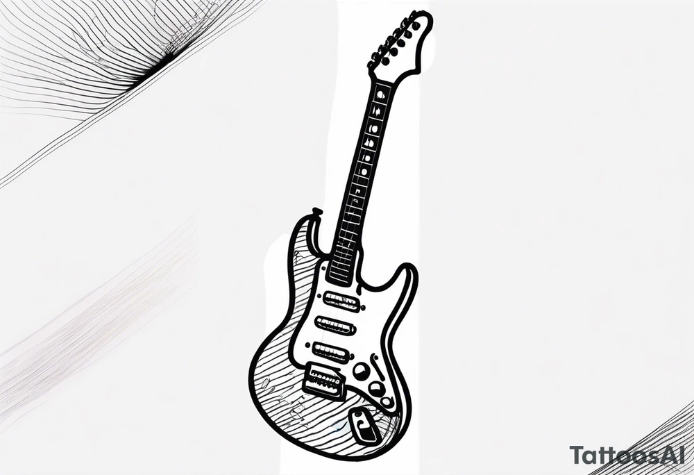 electric guitar with distorted audio signal coming out of cable plug tattoo idea