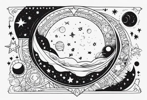 moon, stars, planets tattoo idea