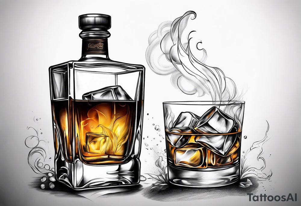 whiskey with smoke coming out of glass tattoo idea