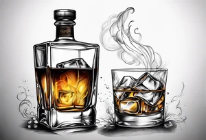 whiskey with smoke coming out of glass tattoo idea