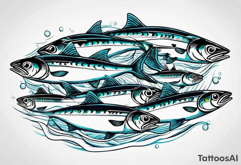Shoal of mackerel in the ocean tattoo idea