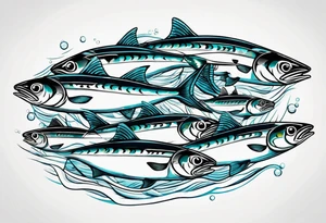 Shoal of mackerel in the ocean tattoo idea