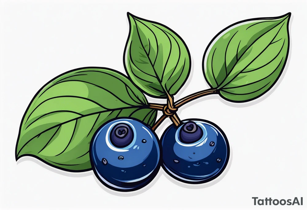 3 blueberries with a single leaf tattoo idea