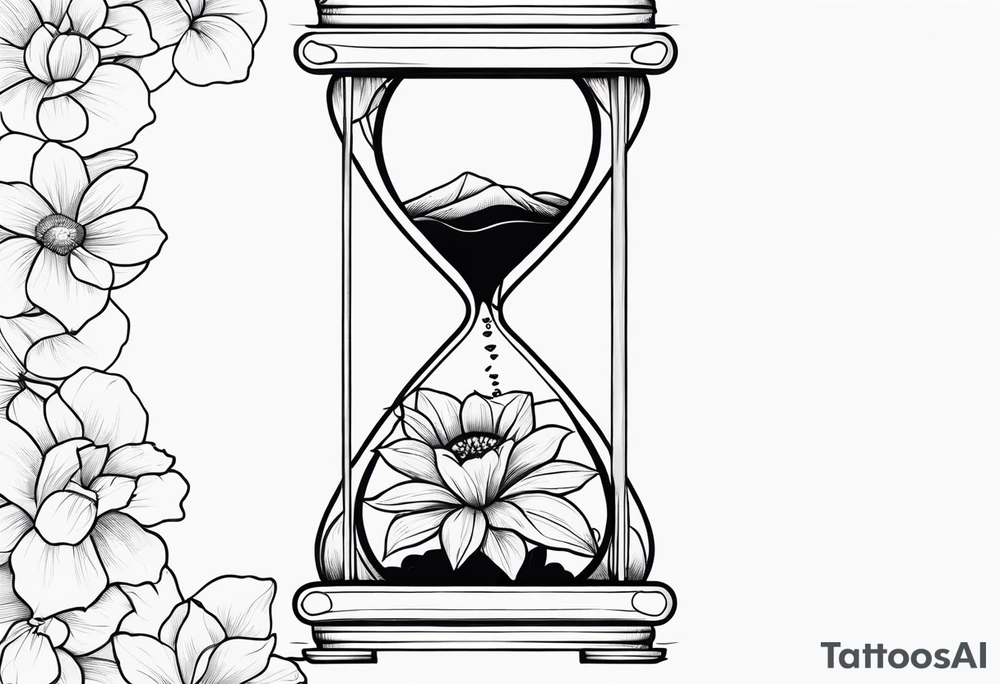 Hourglass with flowers growing out of it. Fineline tattoo idea