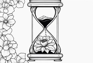 Hourglass with flowers growing out of it. Fineline tattoo idea