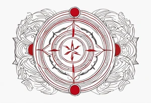circular red mark, brand, sigil, shade of a spirit tattoo idea