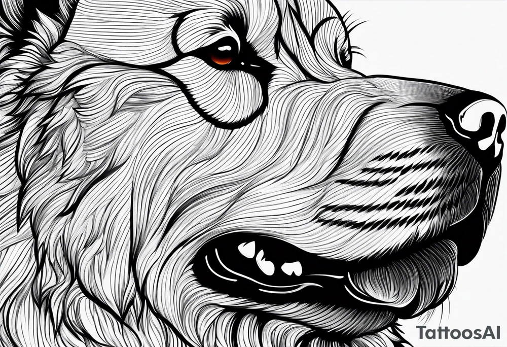 Chow chow dog fine line tattoo tattoo idea