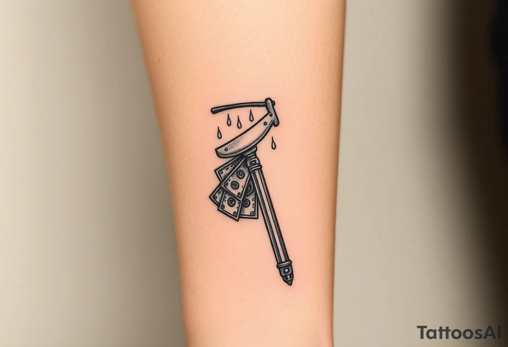 Barber pole  Razor with raining  money tattoo idea