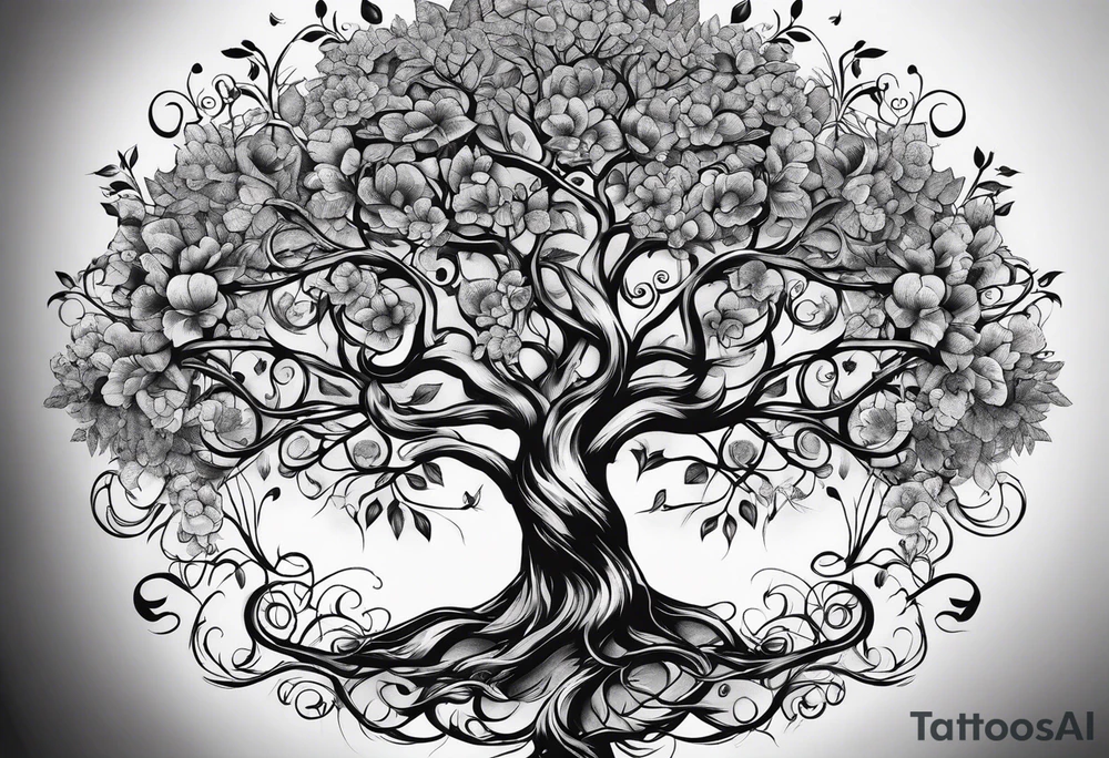 Family tree with names tattoo idea