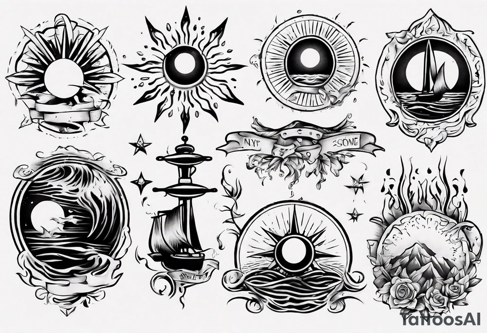 Wasser Nymphe Sonne tattoo idea