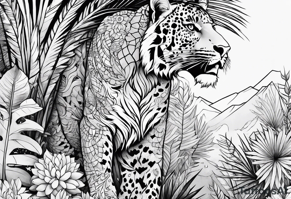 jungle and space tattoo idea