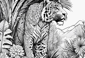 jungle and space tattoo idea
