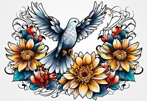 Chrysanthemum and dove tattoo idea