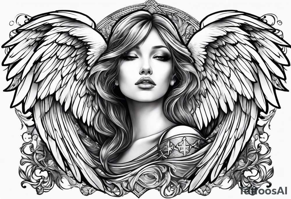 the wings of an angel with a cross tattoo idea
