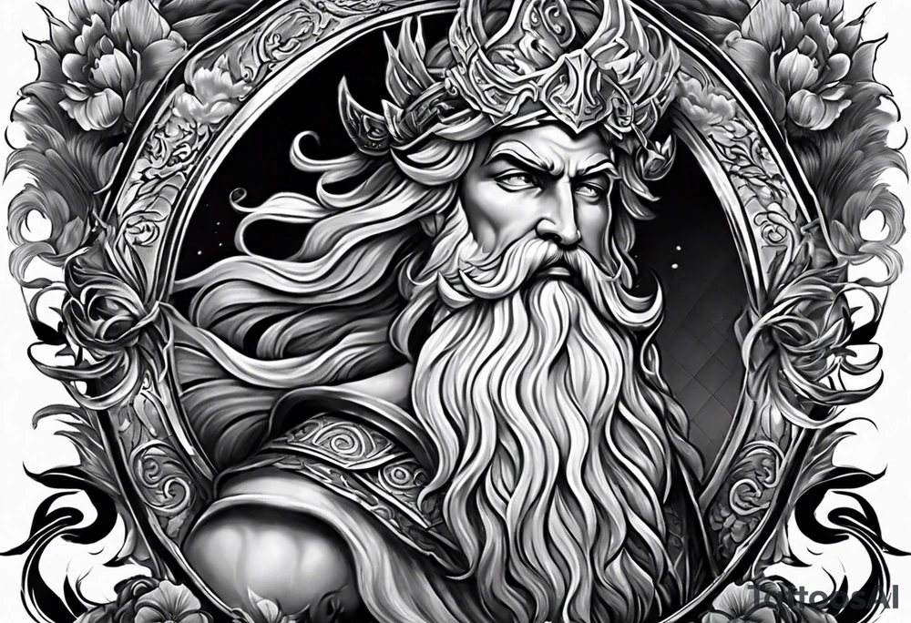 Full fattoo sleeve with Zeus, Poseidon and Hades. tattoo idea