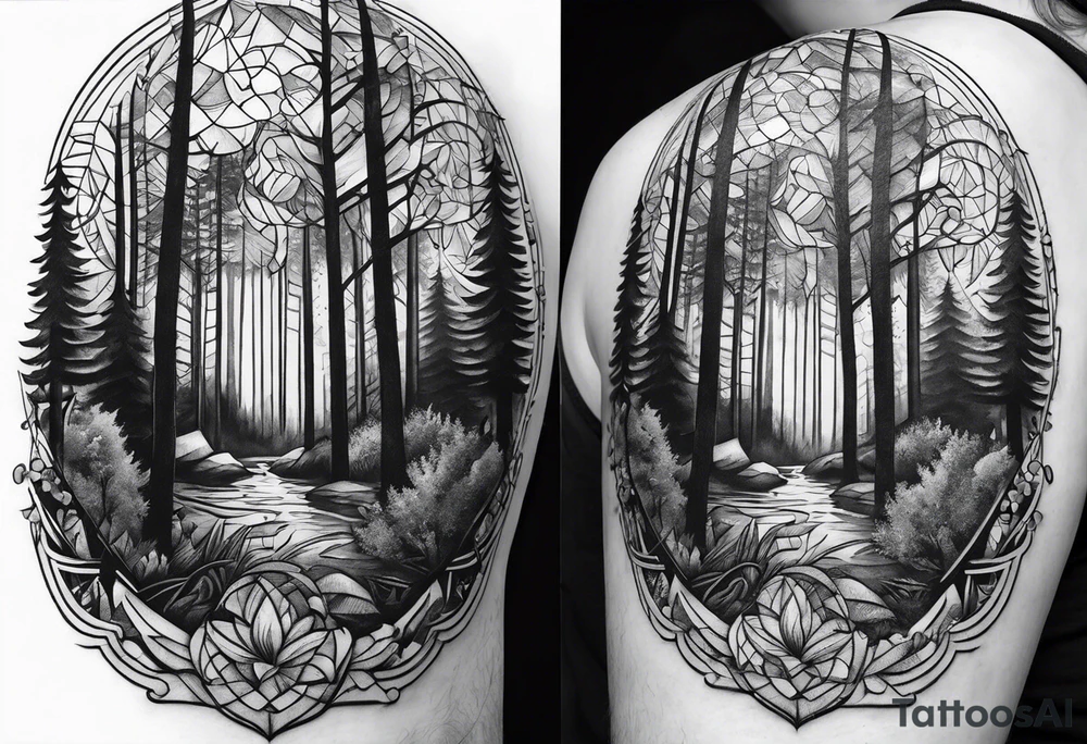 forest, lineswork tattoo idea