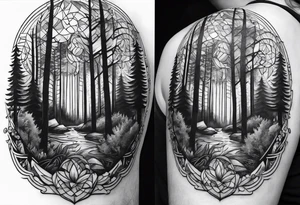 forest, lineswork tattoo idea
